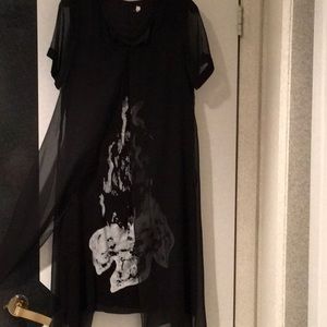 No name women dress with see though black cover  with two slits on sides